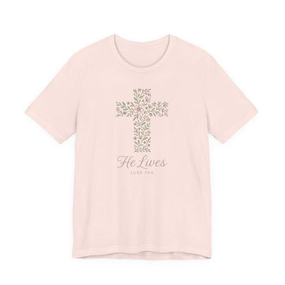 He Lives Floral Cross