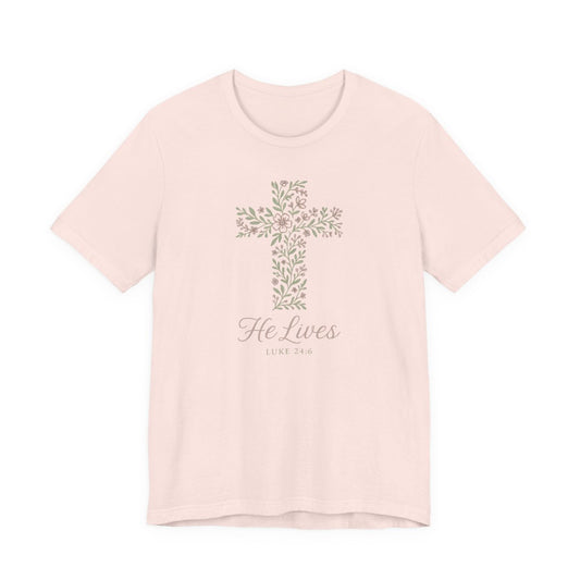 He Lives Floral Cross