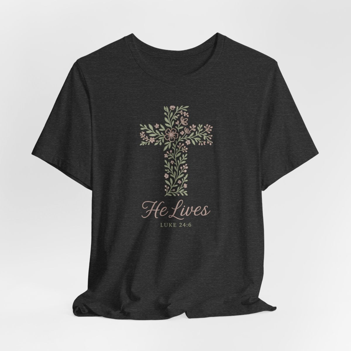 He Lives Floral Cross