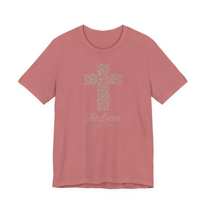 He Lives Floral Cross