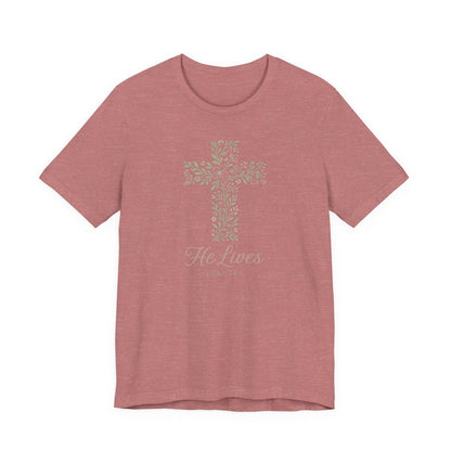 He Lives Floral Cross