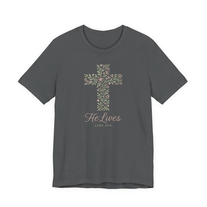He Lives Floral Cross