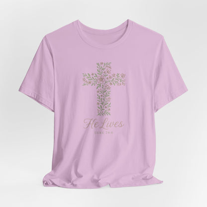 He Lives Floral Cross