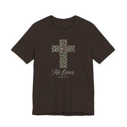 He Lives Floral Cross