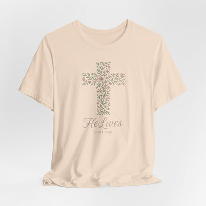 He Lives Floral Cross