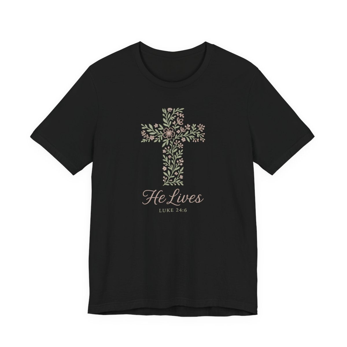He Lives Floral Cross