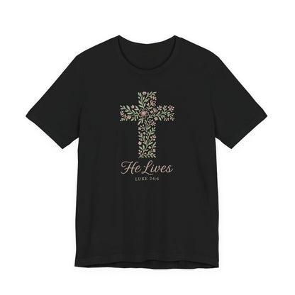 He Lives Floral Cross