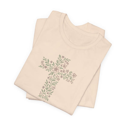 He Lives Floral Cross