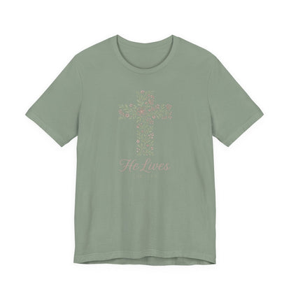 He Lives Floral Cross