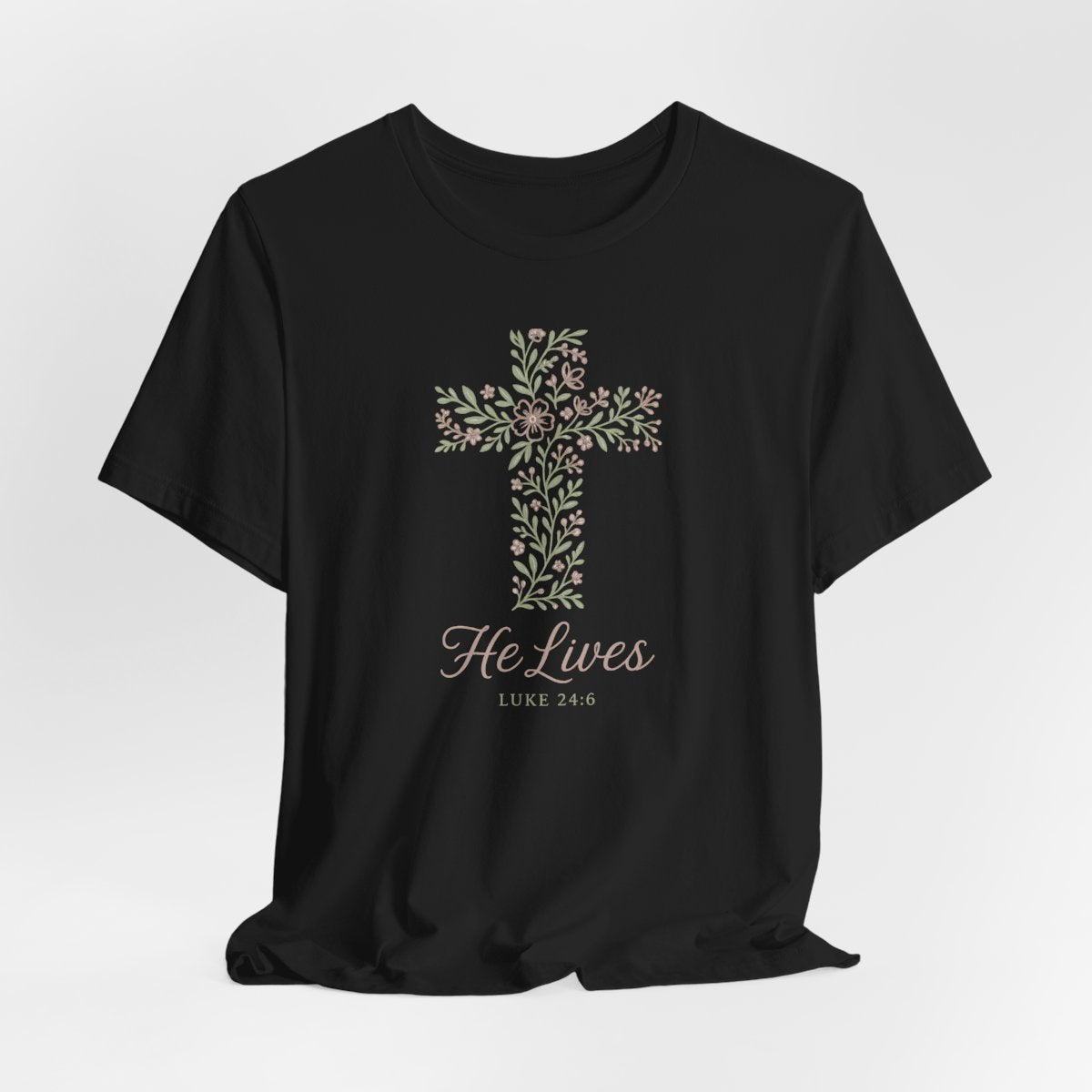 He Lives Floral Cross