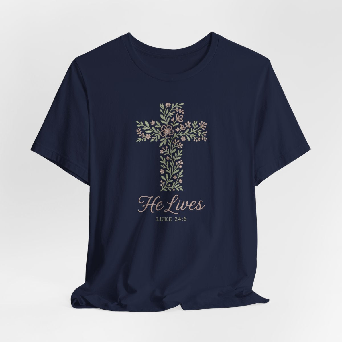 He Lives Floral Cross